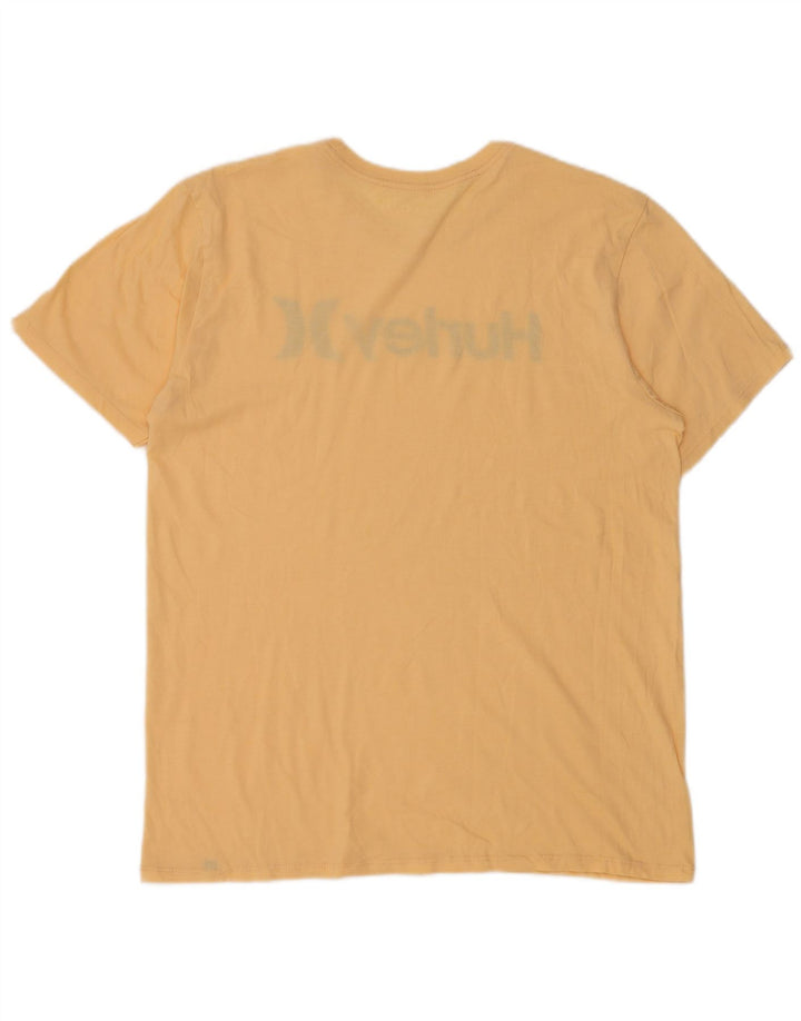 HURLEY Mens Graphic T-Shirt Top Large Yellow Cotton