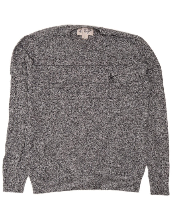 Penguin Mens Crew Neck Jumper Sweater Medium Grey Flecked Cotton