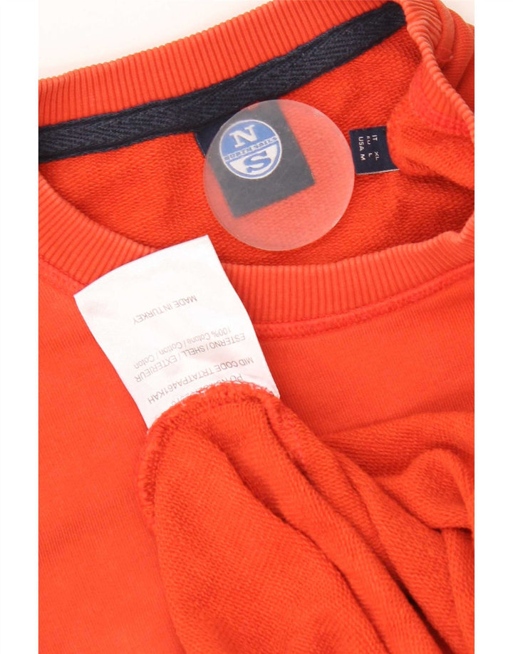 North Sails Mens Graphic Sweatshirt Jumper Large Orange Cotton