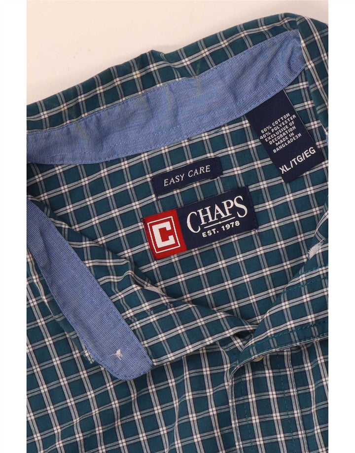 Chaps Mens Shirt XL Green Check Cotton