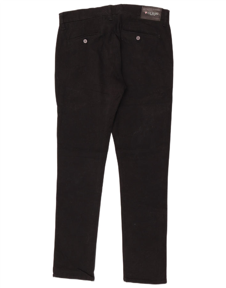 Guess Mens Slim Chino Trousers W34 L32 Black Cotton