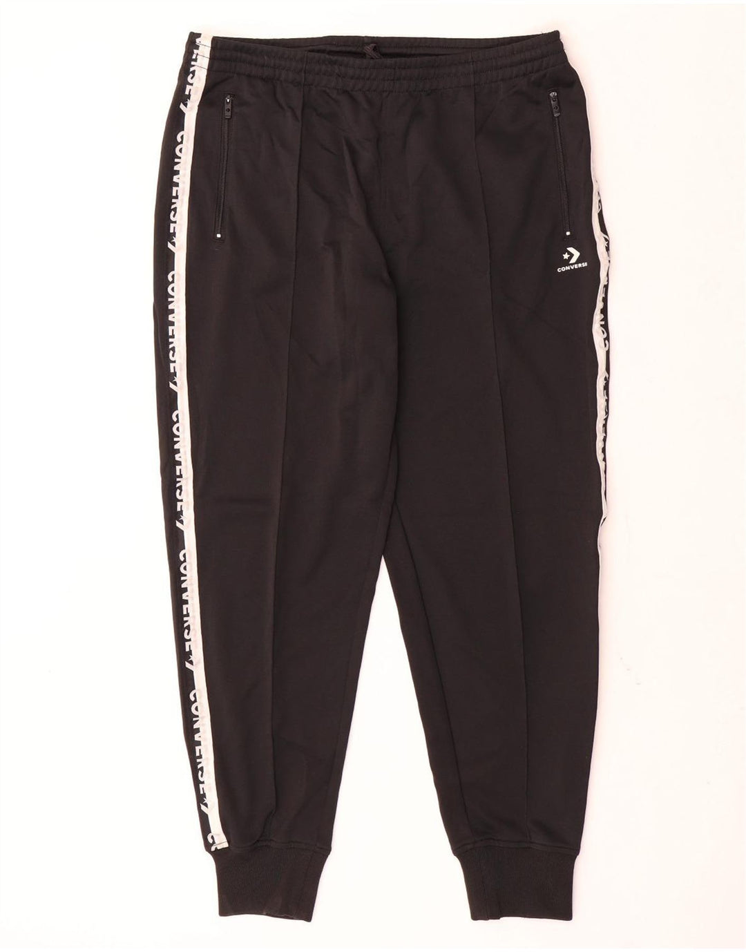 CONVERSE Mens Graphic Tracksuit Trousers Joggers Large  Black Colourblock