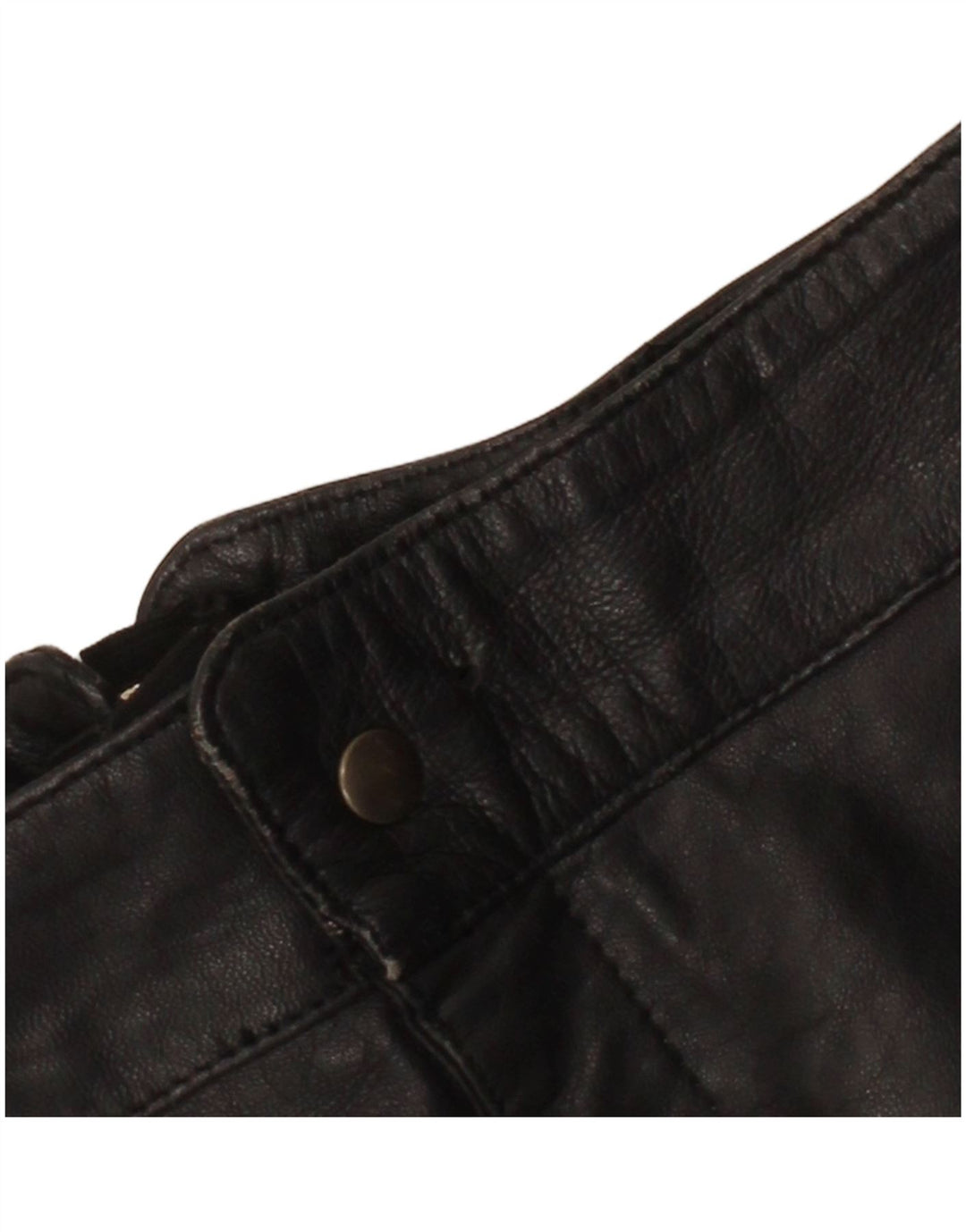 VINTAGE Womens Leather Skirt W28 Medium Black Leather