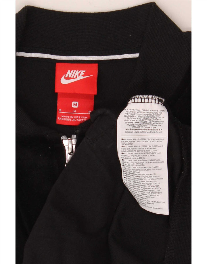 Nike Womens Velour Tracksuit Top Jacket UK 14 Medium Black Polyester