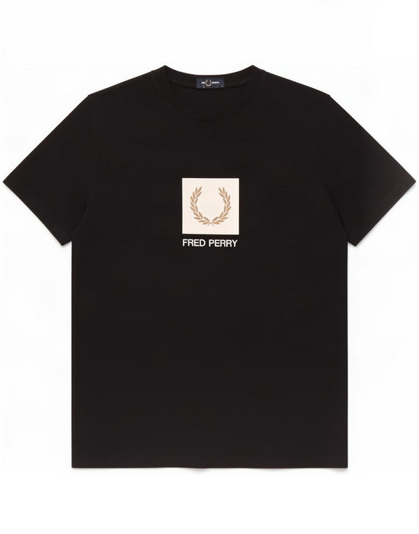 Fred Perry Mens Graphic T-Shirt Top Medium Black Cotton