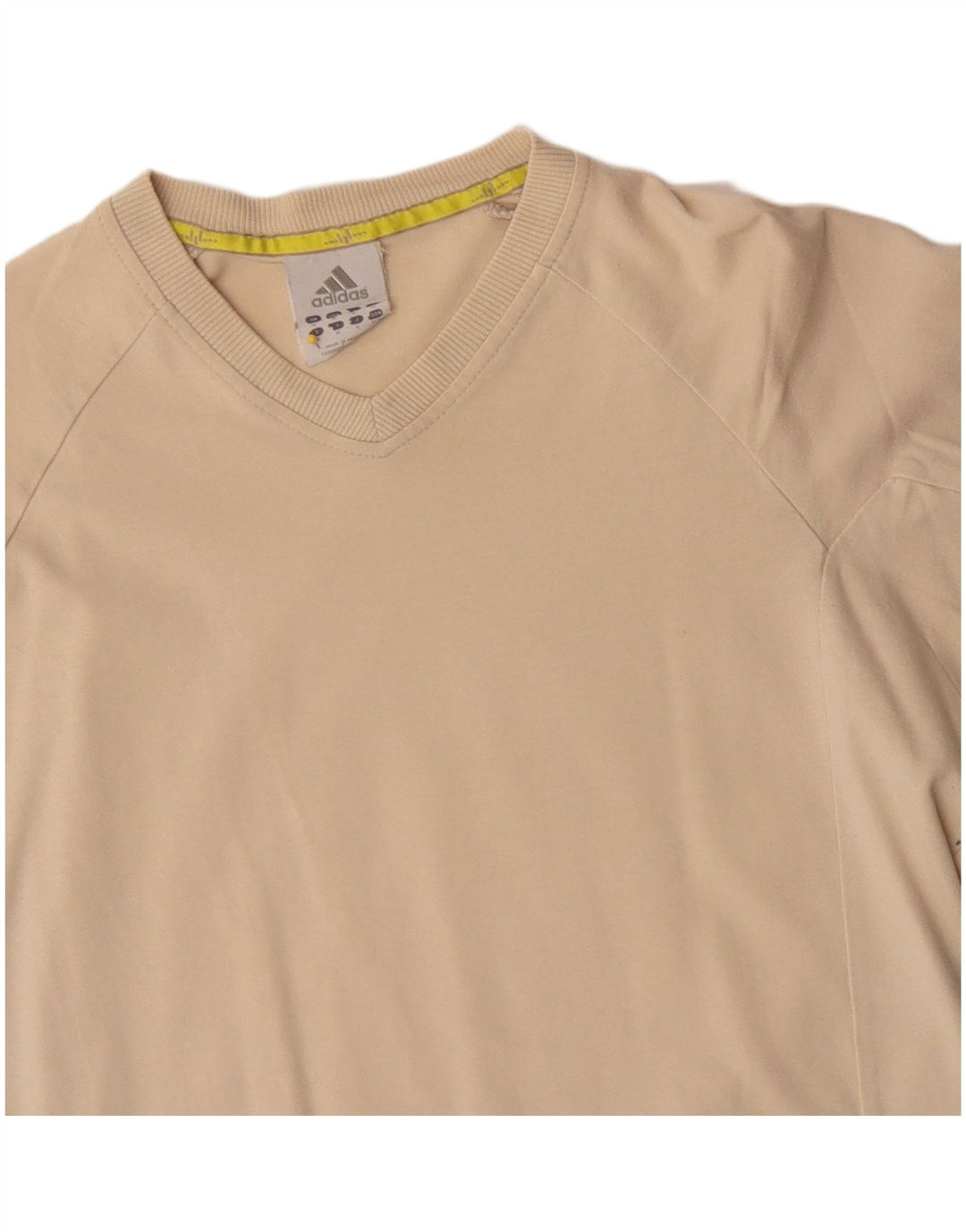 ADIDAS Mens Top Long Sleeve Medium Beige Cotton