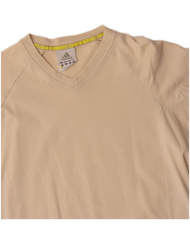 ADIDAS Mens Top Long Sleeve Medium Beige Cotton