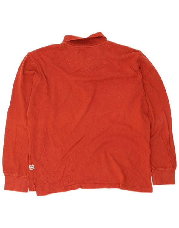 Timberland Mens Long Sleeve Polo Shirt Large Orange Cotton