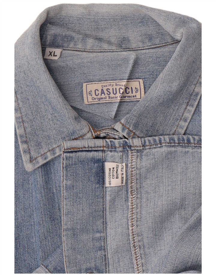 CASUCCI Womens Denim Shirt UK 18 XL Blue Cotton