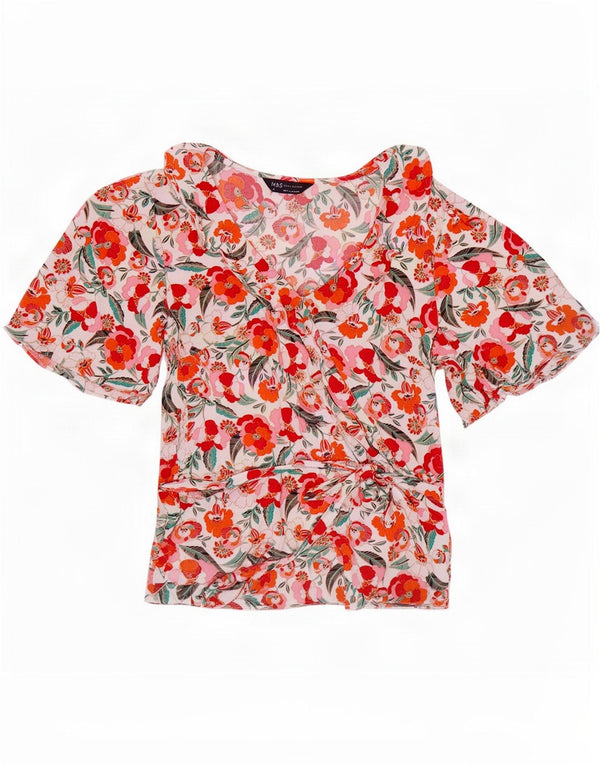 Marks & Spencer Womens Blouse Top UK 10 Small Multicoloured Floral Viscose