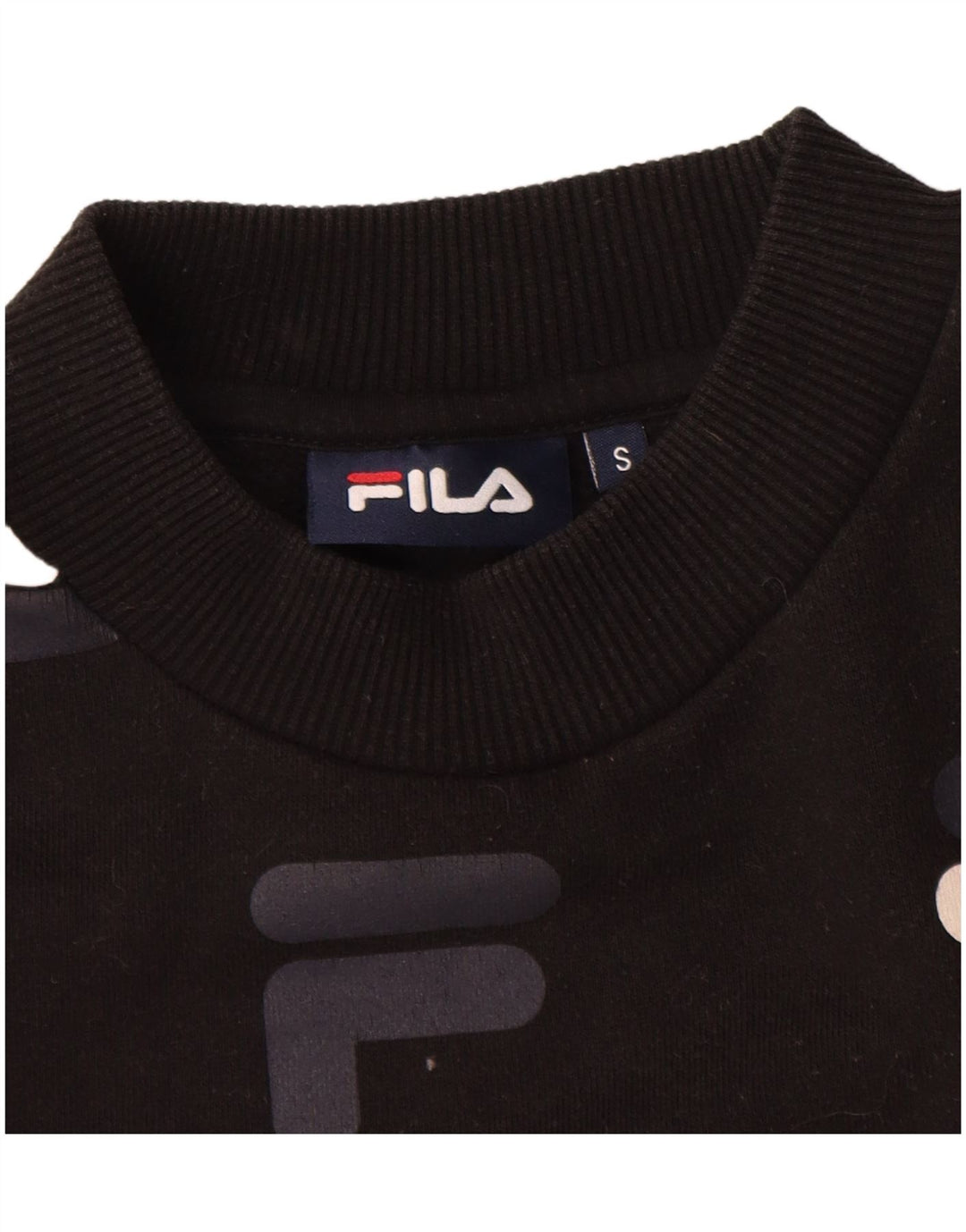Fila Womens Oversized Graphic Crop Sweatshirt Jumper UK 10 Small Black