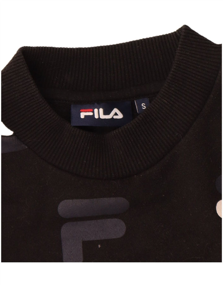 Fila Womens Oversized Graphic Crop Sweatshirt Jumper UK 10 Small Black