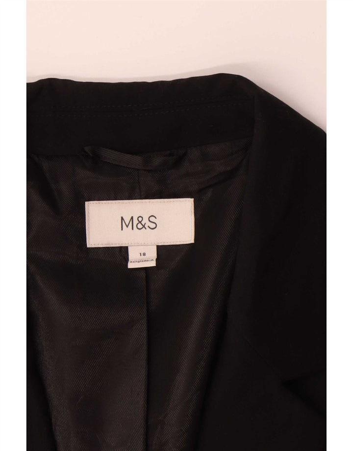 Marks & Spencer Womens 1 Button Blazer Jacket UK 18 XL Black Polyester