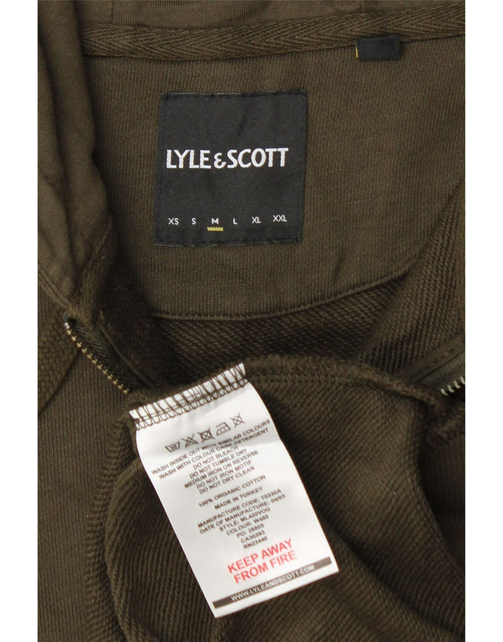 Lyle & Scott Mens Zip Hoodie Sweater Medium Khaki Cotton