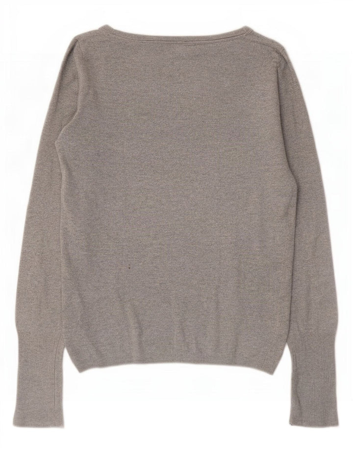 Zara Womens Boat Neck Jumper Sweater UK 12 Medium Grey Rayon
