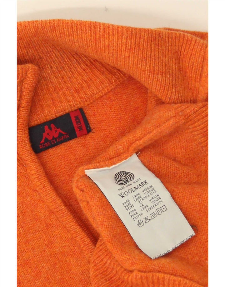 Kappa Mens Zip Neck Jumper Sweater Medium Orange Wool