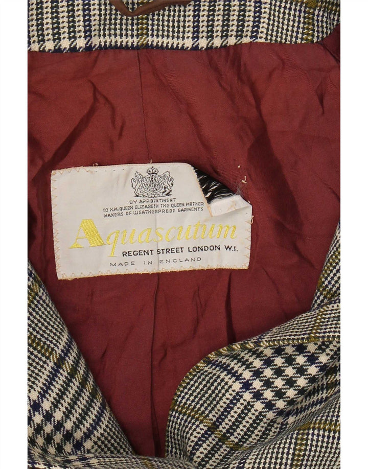 Aquascutum Womens Overcoat UK 14 Medium Grey Houndstooth