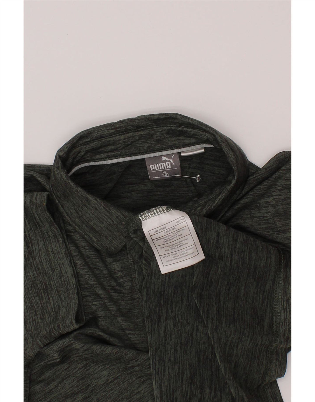 Puma Boys Polo Shirt 7-8 Years Small Green Flecked Polyester