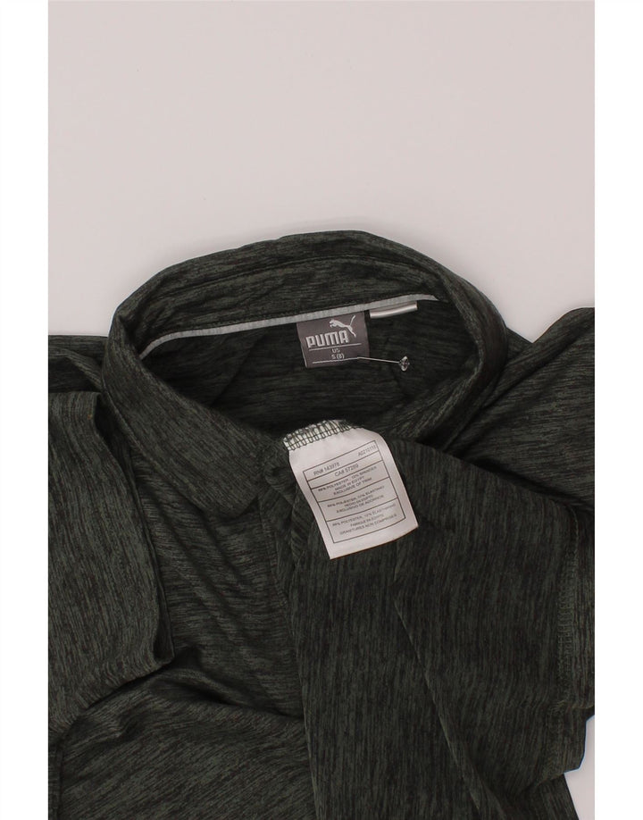 Puma Boys Polo Shirt 7-8 Years Small Green Flecked Polyester