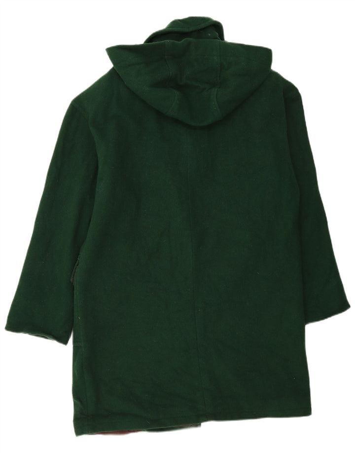 TALBOTS Womens Oversized Hooded Duffle Coat US 8 Medium Green Wool