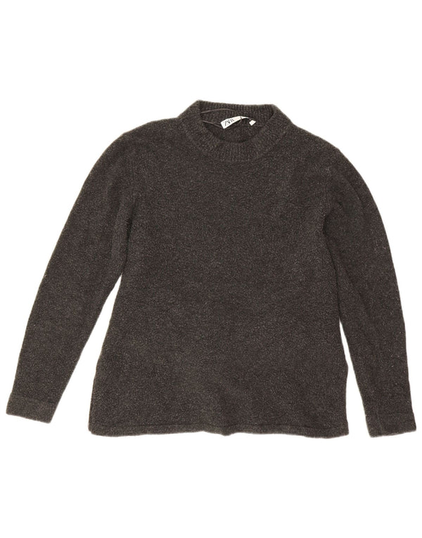 Zara Womens Crew Neck Jumper Sweater UK 14 Medium Grey