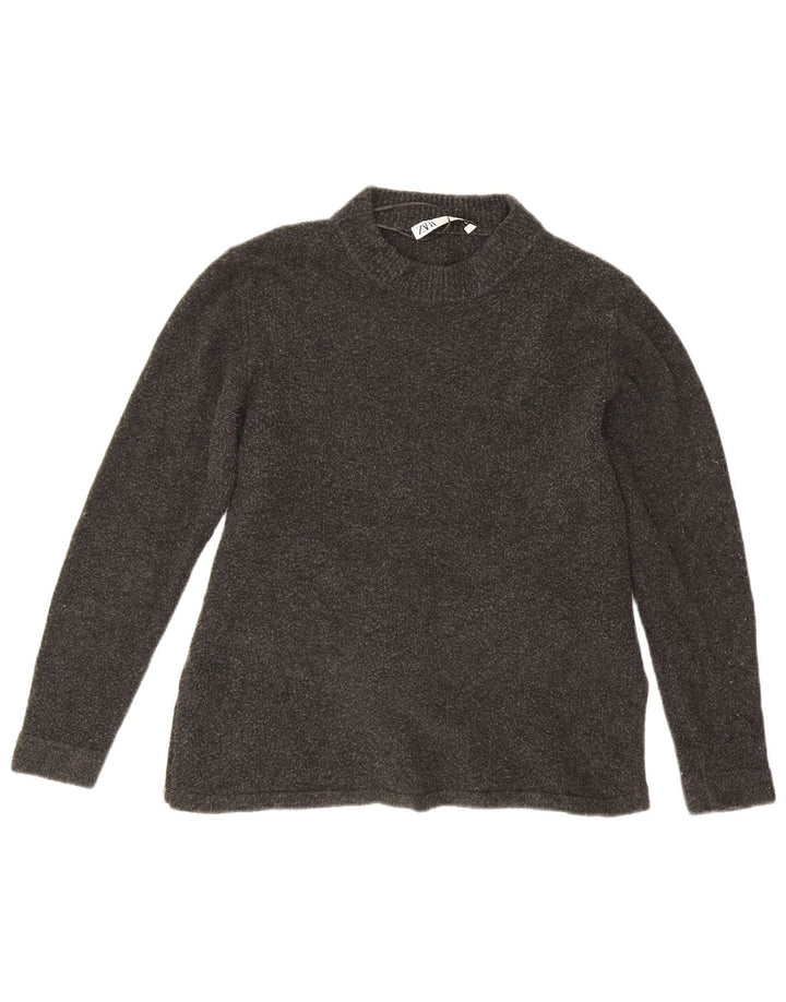 Zara Womens Crew Neck Jumper Sweater UK 14 Medium Grey