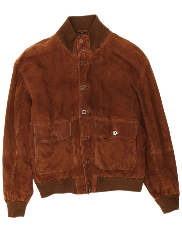 Conbipel Mens Suede Bomber Jacket IT 48 Medium Brown Leather