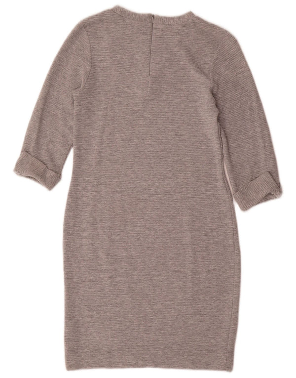 French Connection Womens 3/4 Sleeve Sheath Dress UK 12 Medium Grey Viscose