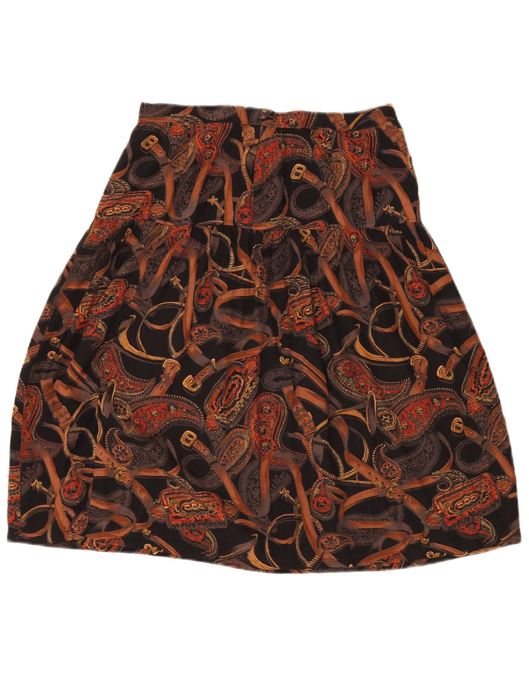 VINTAGE Womens A-Line Skirt W30 Medium Black Paisley