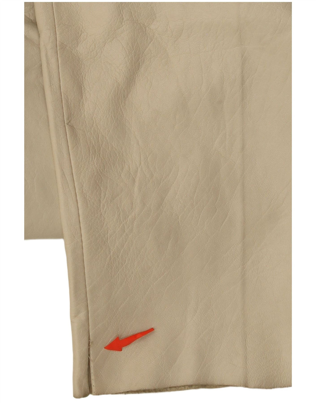 VINTAGE Womens Tapered Leather Trousers W26 L30 Beige