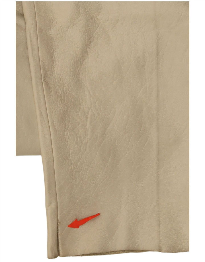 VINTAGE Womens Tapered Leather Trousers W26 L30 Beige