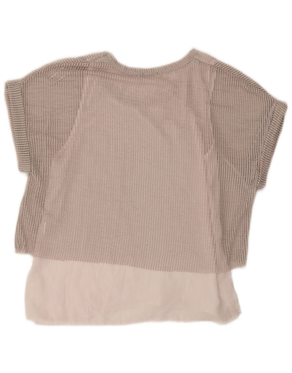 Zara Womens Blouse Top UK 14 Medium Grey Polyester