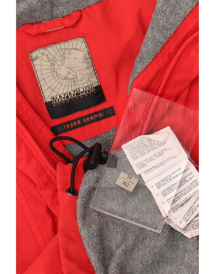 Napapijri Boys Geographic Graphic Anorak Jacket 13-14 Years Red Polyamide