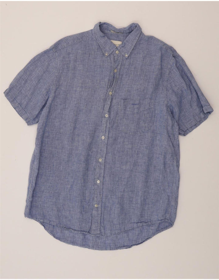 GANT Mens Regular Fit Short Sleeve Shirt Size 45/46 2XL Blue Houndstooth