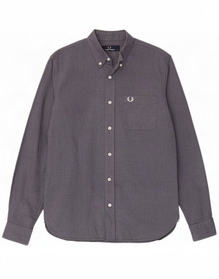 Fred Perry Mens Shirt Medium Navy Blue Cotton