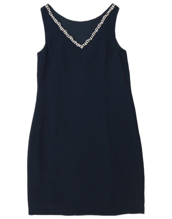 MONSOON Womens Sleeveless Sheath Dress UK 10 Small Navy Blue Viscose