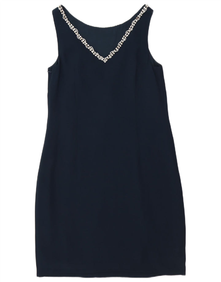 MONSOON Womens Sleeveless Sheath Dress UK 10 Small Navy Blue Viscose