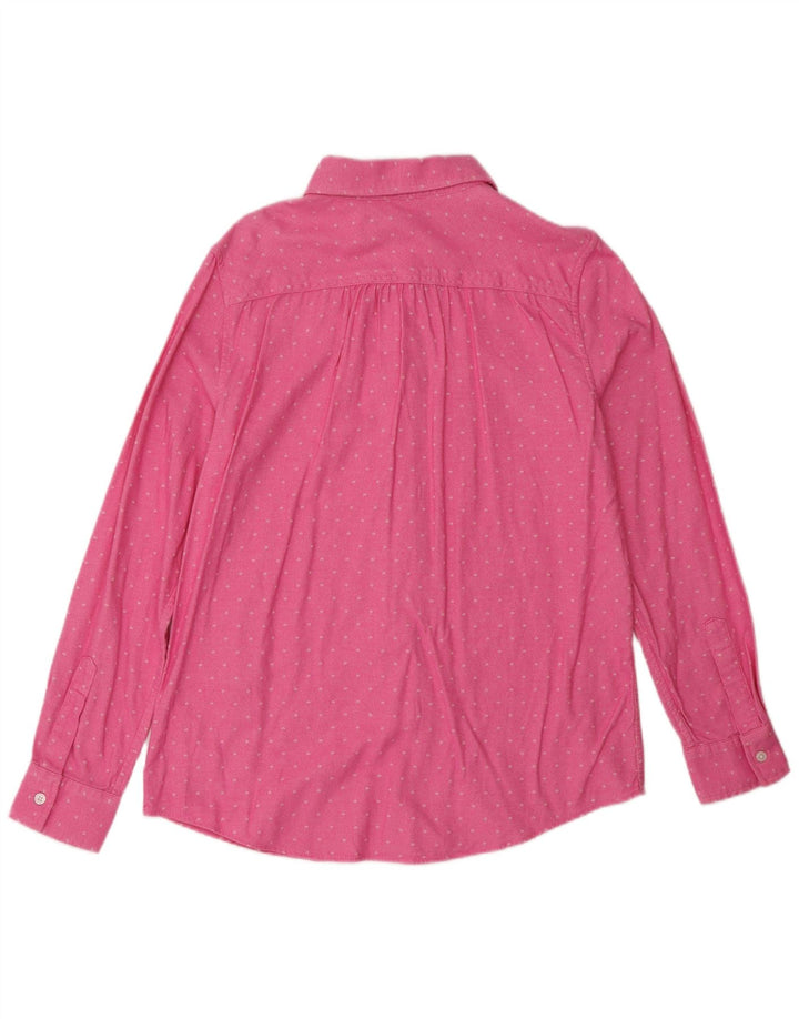 LANDS END Womens Shirt UK 12 Medium Pink Spotted Cotton