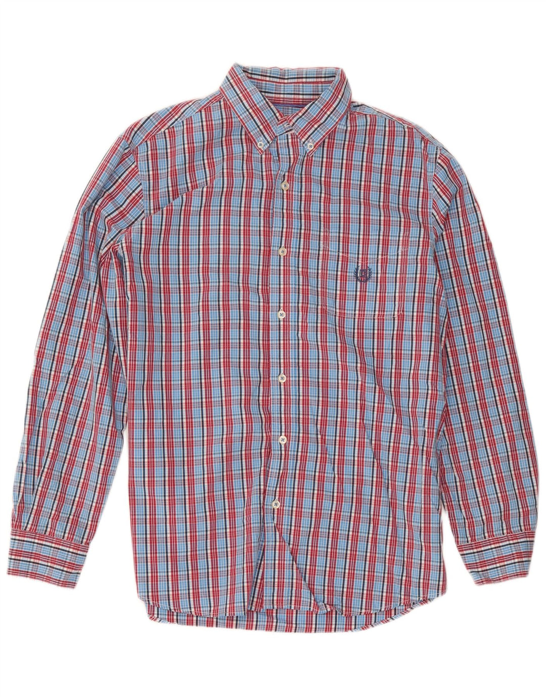 Chaps Mens Shirt Medium Blue Check Cotton
