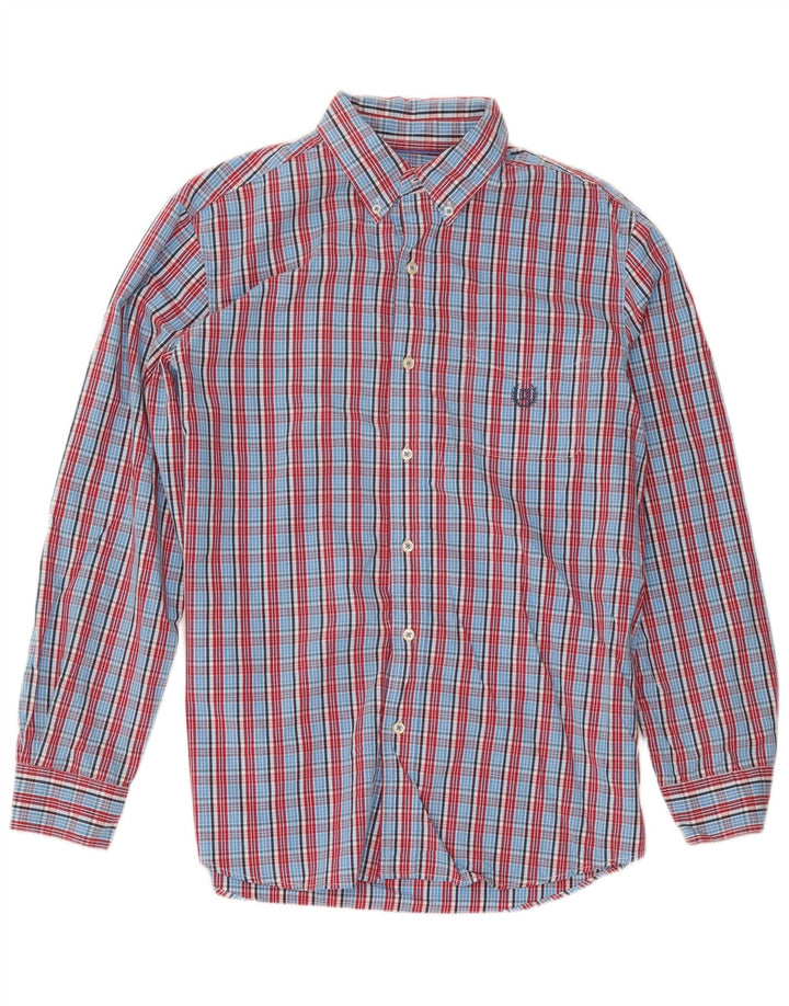 Chaps Mens Shirt Medium Blue Check Cotton