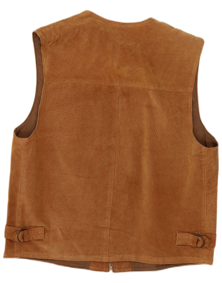 VINTAGE Womens Suede Gilet UK 18 XL Brown