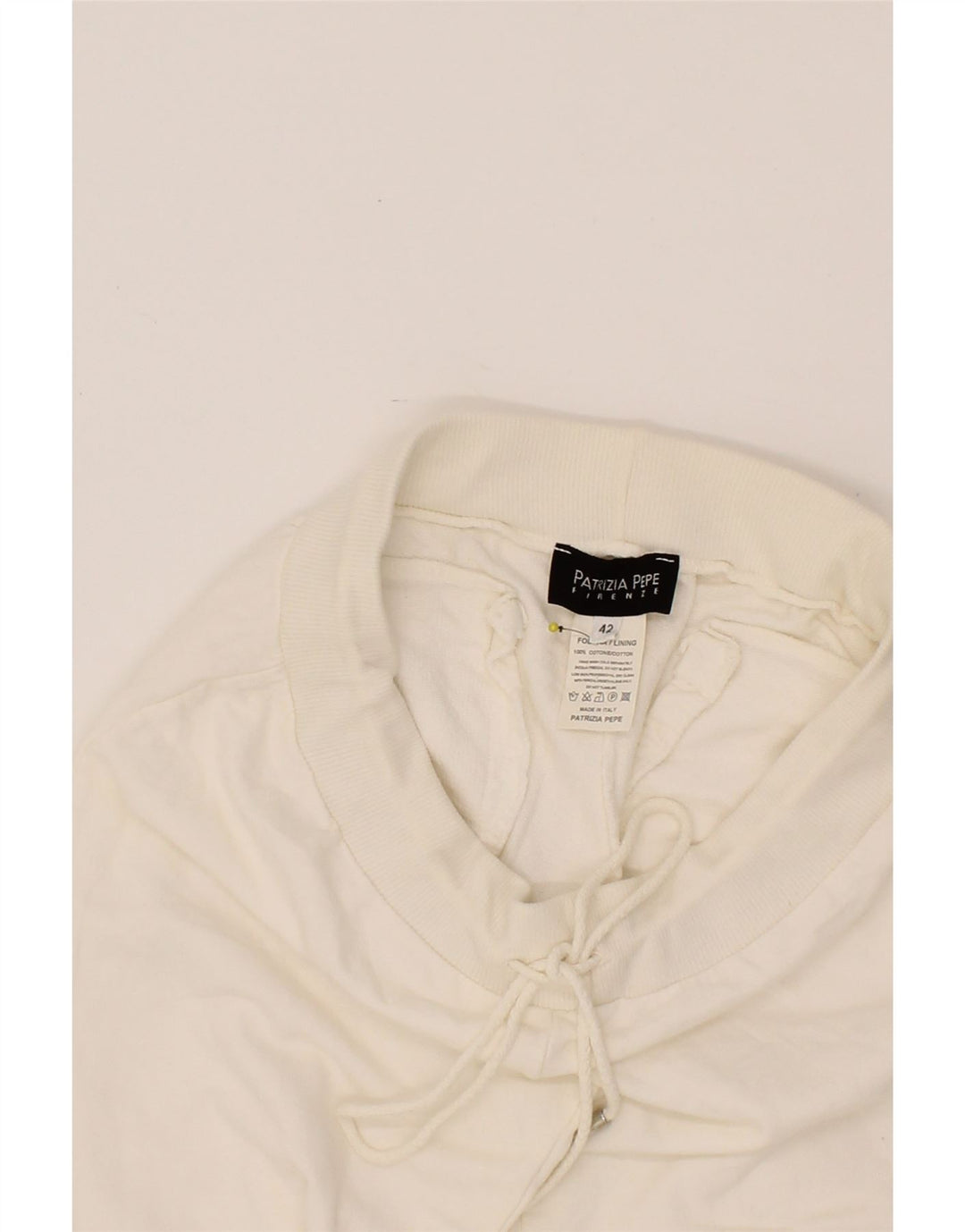 PATRIZIA PEPE Womens Tracksuit Trousers IT 42 Medium White Cotton Vintage Patrizia Pepe and Second-Hand Patrizia Pepe from Messina Hembry 