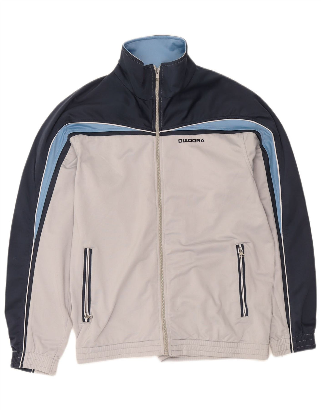Diadora Mens Tracksuit Top Jacket UK 40 Medium Grey Colourblock Polyester