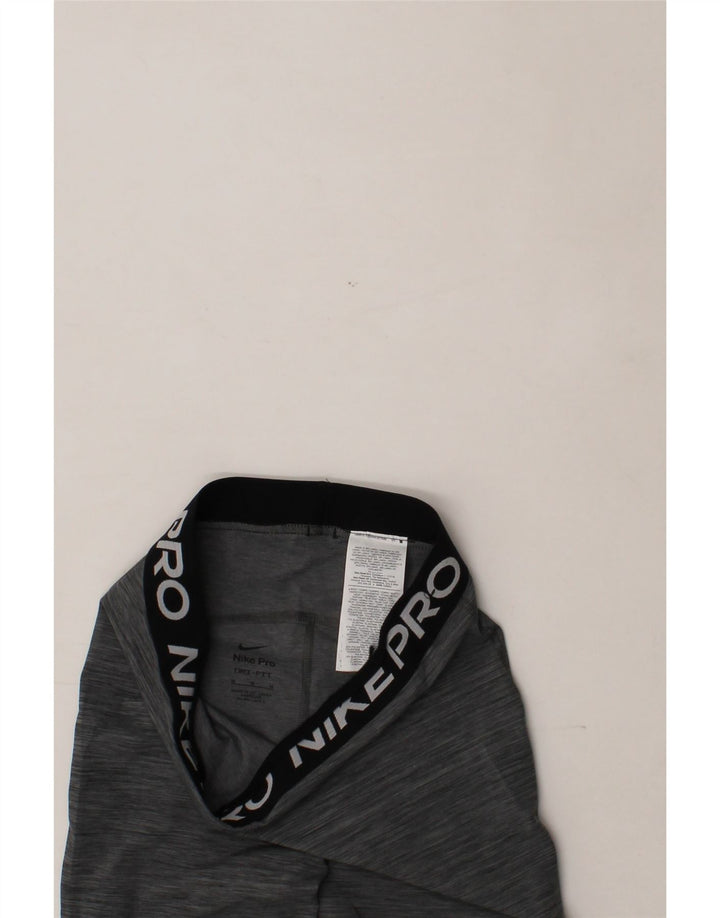 NIKE Womens Dri Fit Graphic Leggings UK 12 Medium Grey Colourblock Vintage Nike and Second-Hand Nike from Messina Hembry 