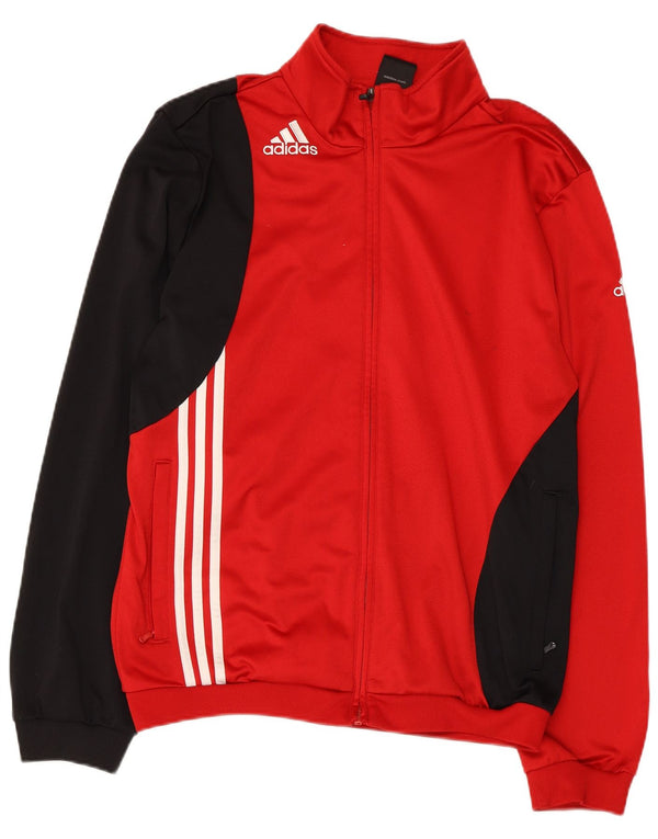 ADIDAS Mens Tracksuit Top Jacket UK 40/42 Medium Red Colourblock Polyester