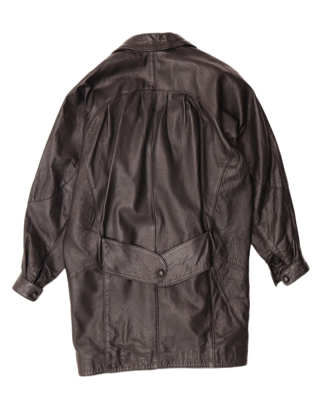 SARDAR LONDON Womens Oversized Leather Coat UK 10 Small Black Leather