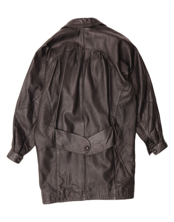SARDAR LONDON Womens Oversized Leather Coat UK 10 Small Black Leather