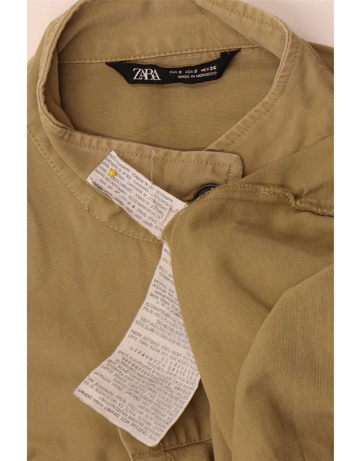 Zara Womens Oversized Military Jacket UK 10 Small Khaki Cotton