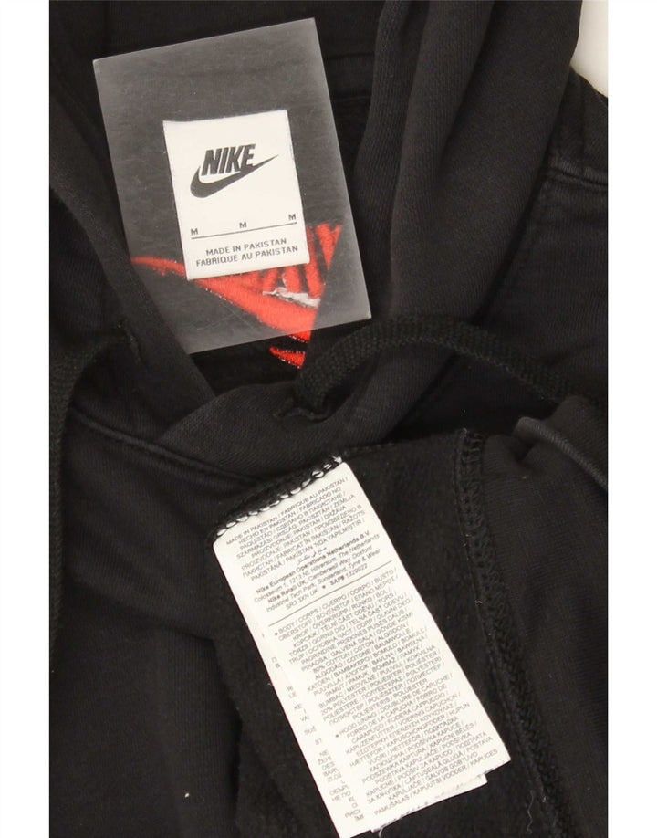 Nike Mens Graphic Hoodie Jumper Medium Black Cotton