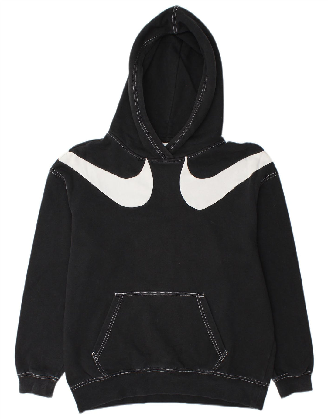 NIKE Mens Graphic Loose Fit Hoodie Jumper XS Black Cotton